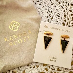Kendra Scott Vivian Drop Earrings Golden Obsidian ￼